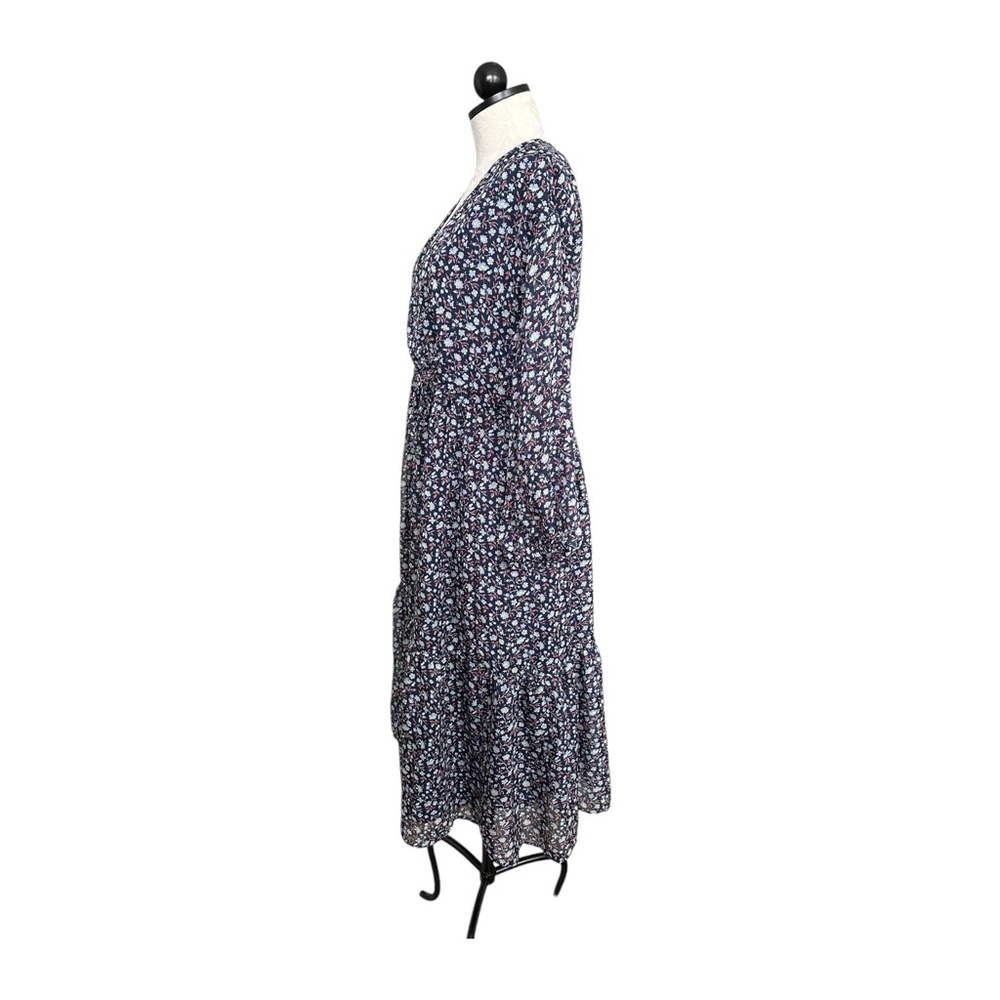 Madewell Tie-Waist Midi Dress in Harvest Vine Deep Navy Floral V- Size Small - Picture 8 of 16